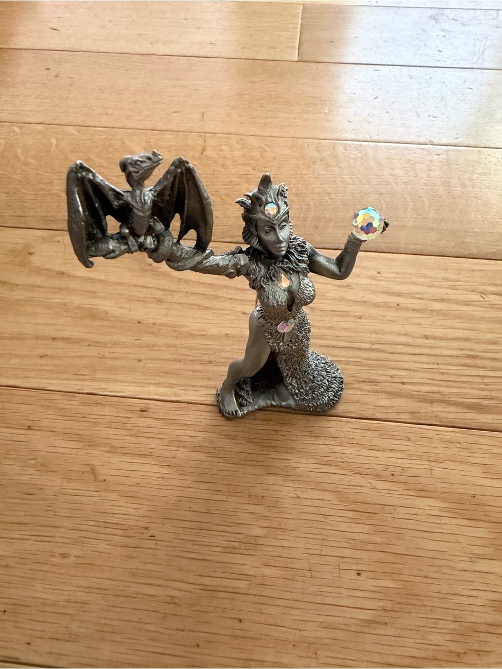 Vintage Perth Pewter Dragon Sorceress Figurine - Home Art Decor